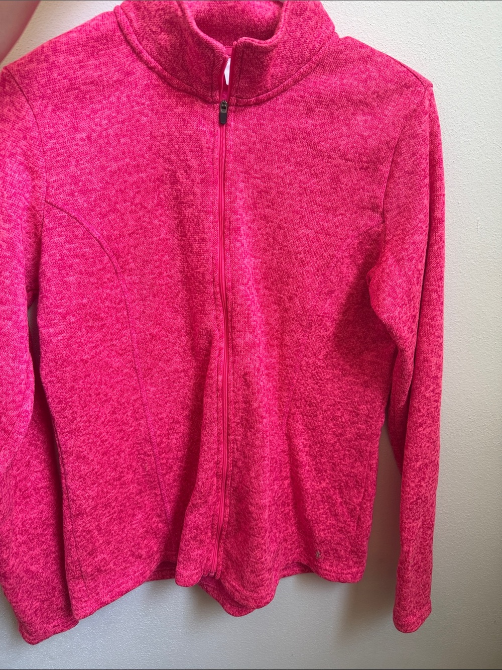 Danskin Hot Pink Full-Zip Girls Heathered Fleece Jacket